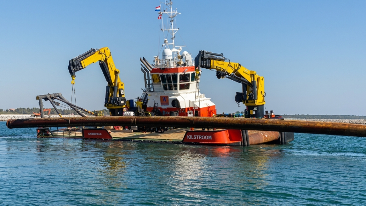 HEILA crane installed on a workboat